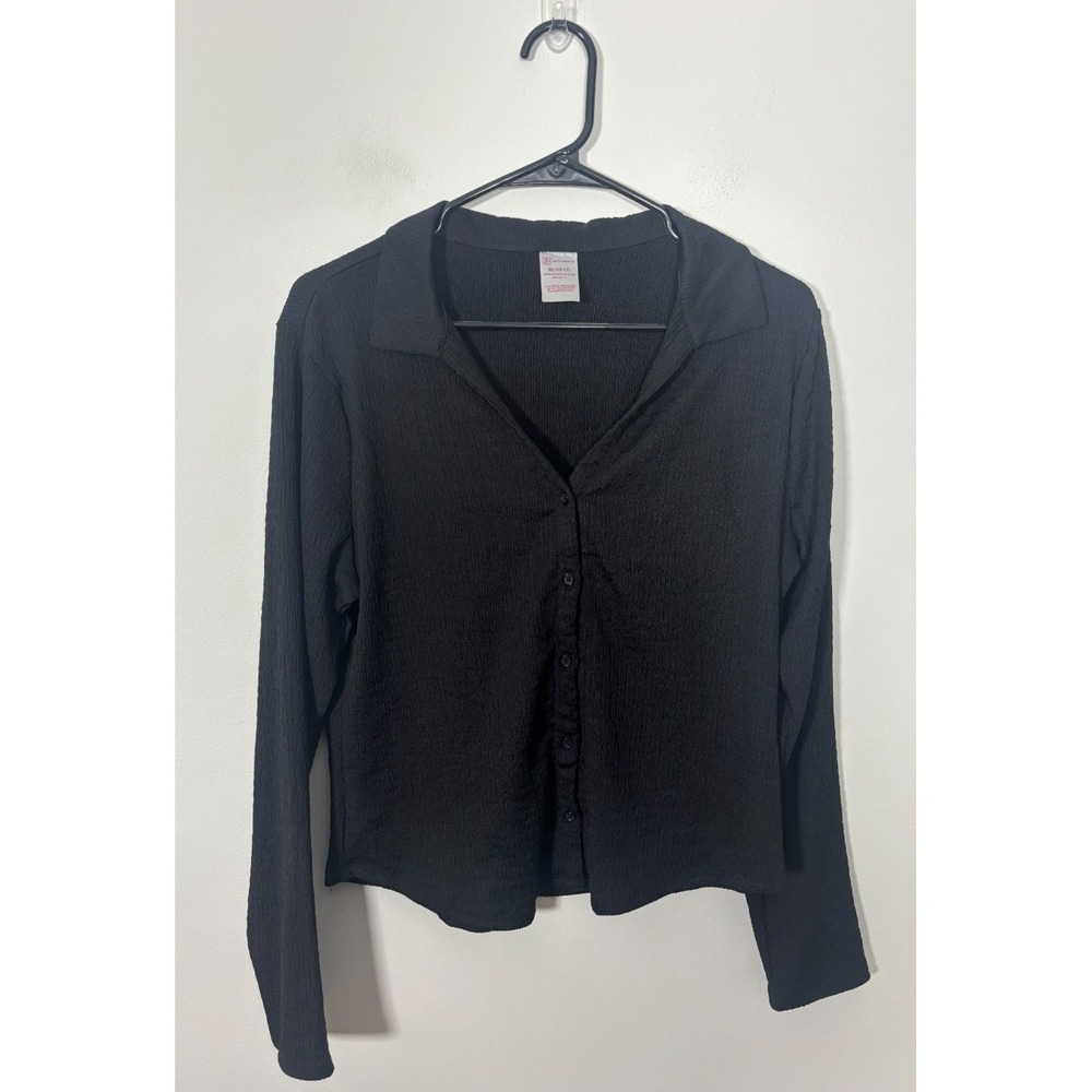 No Boundaries Juniors XL 15-17 Black Long-Sleeve Blouse